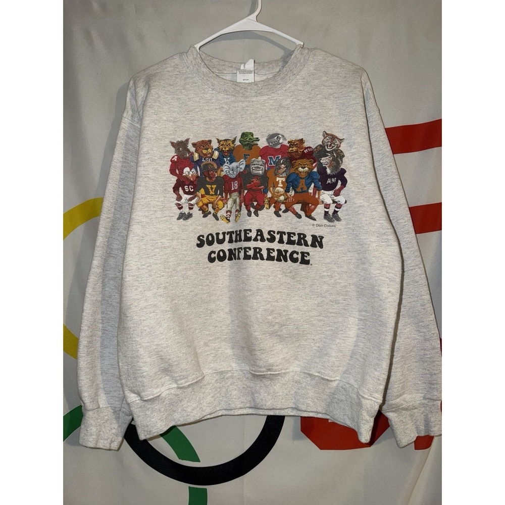 Southeastern Conference Sweatshirt Small Gray Crewneck SEC Football Mascots